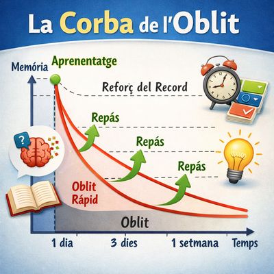 Representació de la corba de l’oblit amb la pèrdua de memòria al llarg del temps