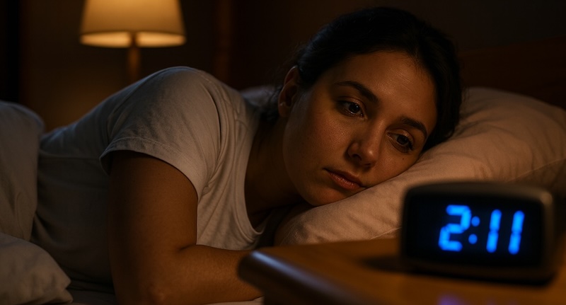 Imatge amb una noia que no pot dormir