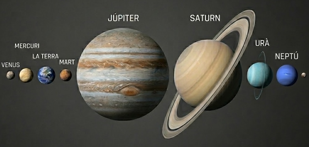 comparativa de les mides dels planetes