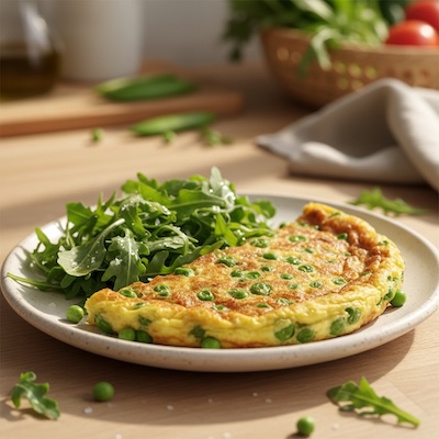 truita de pèsols i ruca de guarnició