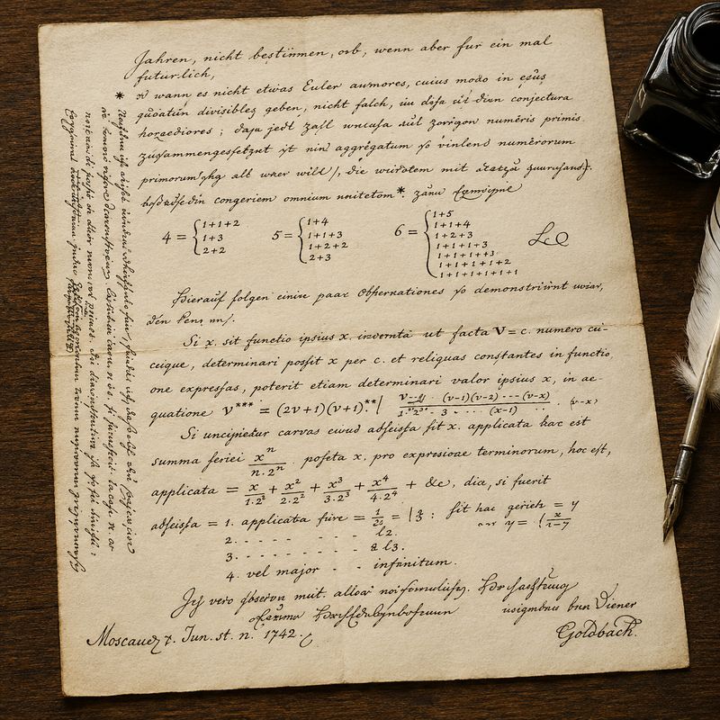 Reproducció amb IA de la carta enviada per Christian Goldbach a Leonhard Euler l'any 1742 on va formular la famosa conjectura matemàtica
