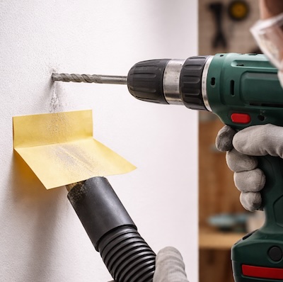 Treballant amb el perforador a la paret