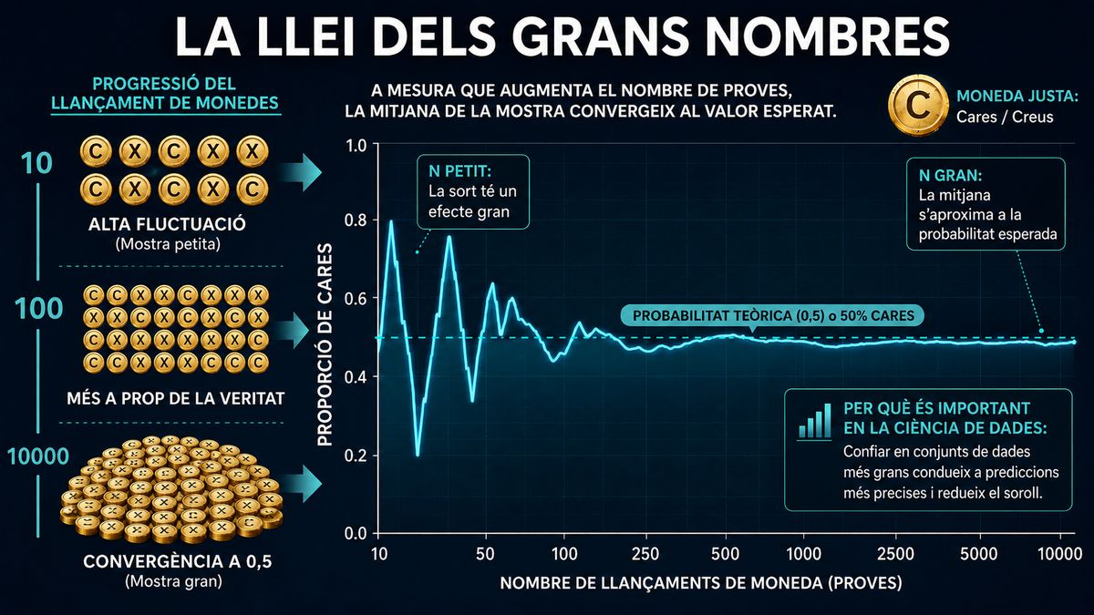 Infografia relativa a la llei dels grans nombres