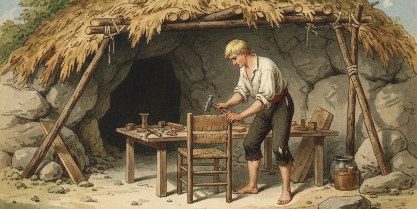 imatge de Robinson Crusoe treballa