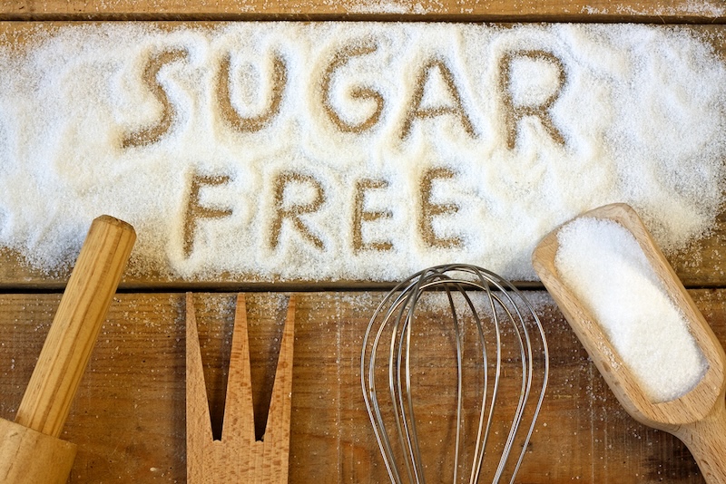Imatge on es veu el text sugar-free escrit sobre un cap de sucre